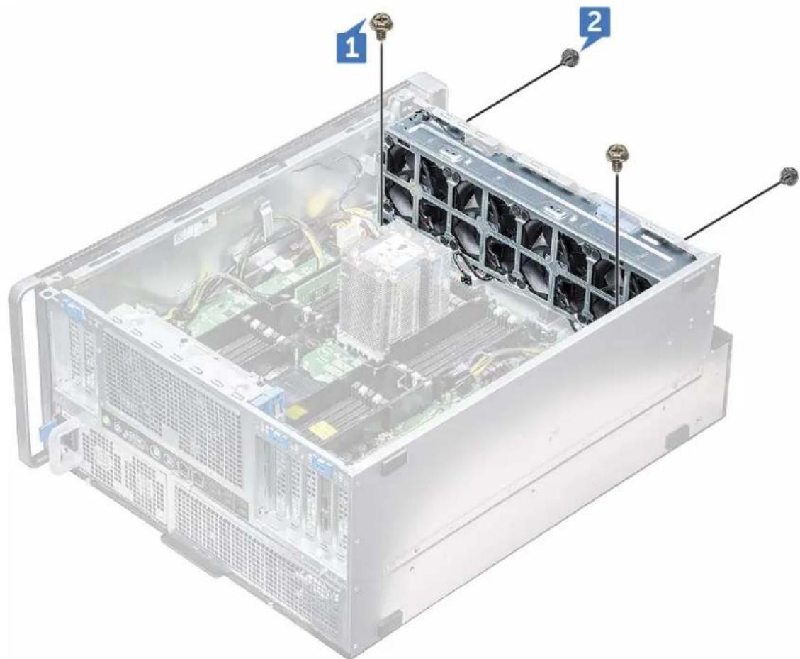 DELL Precision 7920 Tower - Αφαίρεση της διάταξης του μπροστινού ανεμιστήρα συστήματος - 4