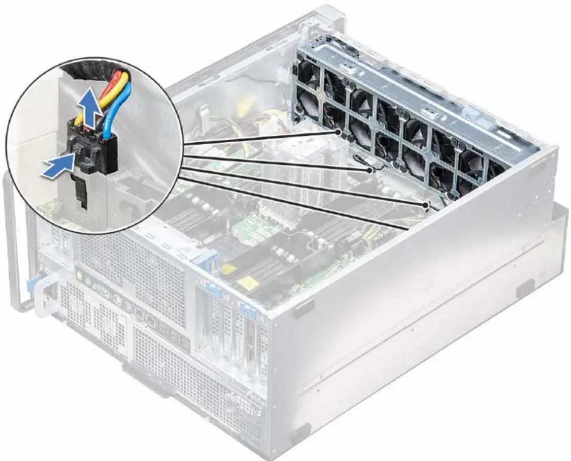 DELL Precision 7920 Tower - Αφαίρεση της διάταξης του μπροστινού ανεμιστήρα συστήματος - 3