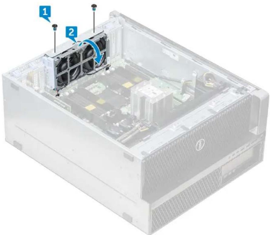 DELL Precision 7920 Tower - Αφαίρεση της διάταξης του πίσω ανεμιστήρα συστήματος - 1