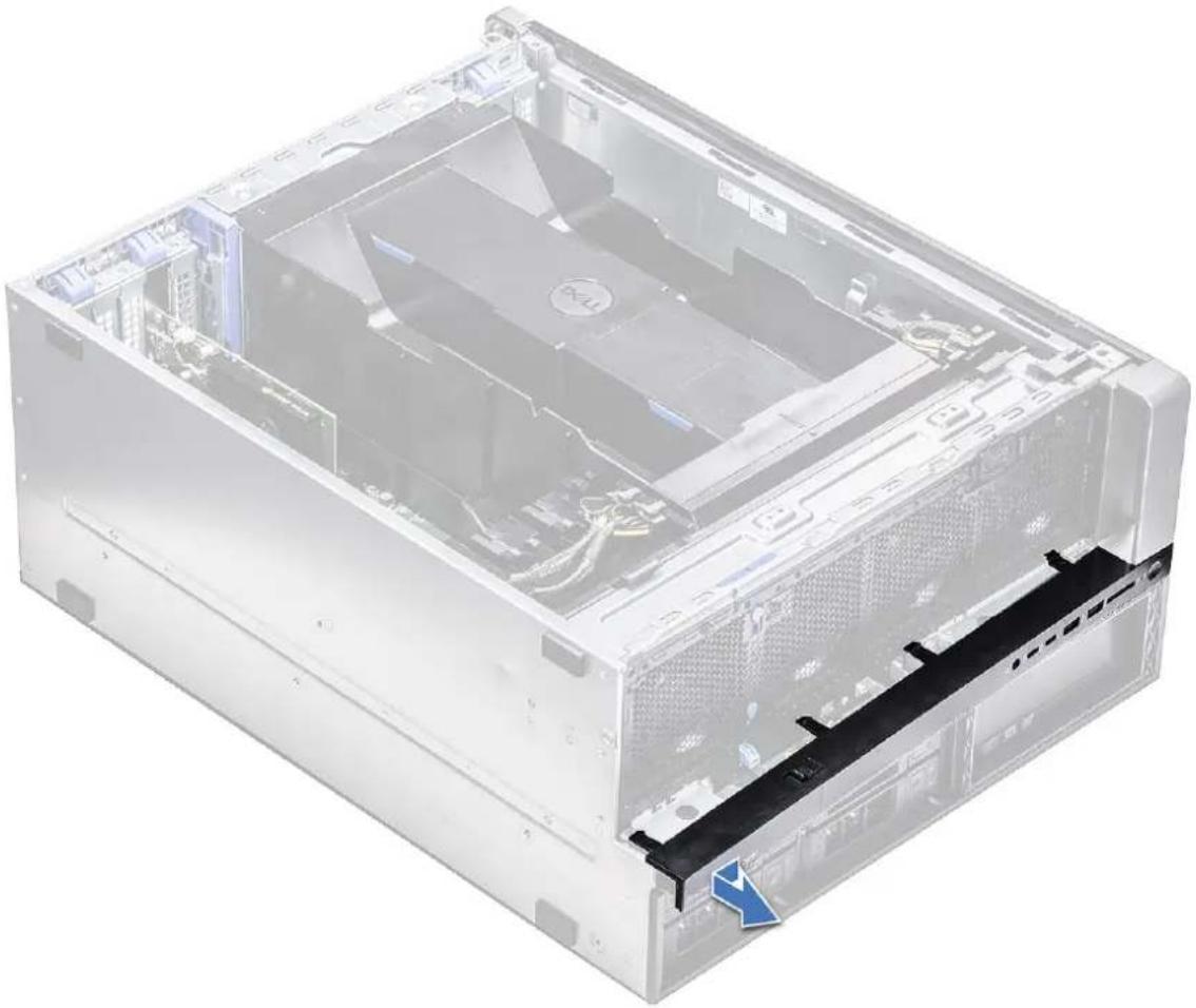 DELL Precision 7920 Tower - Αφαίρεση της μπροστινής στεφάνης συγκράτησης εισόδου και εξόδου - 2