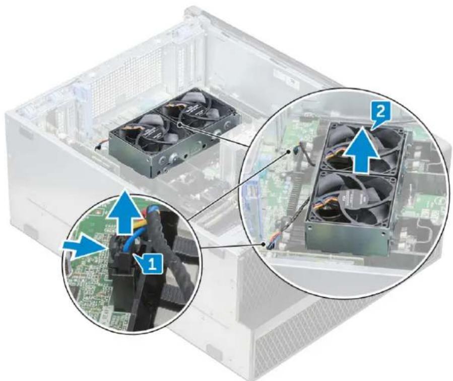 DELL Precision 7920 Tower - Αφαίρεση της διάταξης του πίσω ανεμιστήρα συστήματος - 2