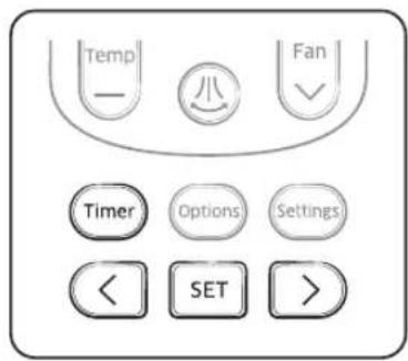 Temp - 小 Fan ✓ Timer Options Settings < SET >