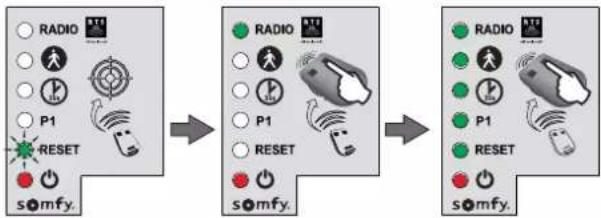 SOMFY SGS Line - To clear the settings\* and the memorised remote controls/control points - 1