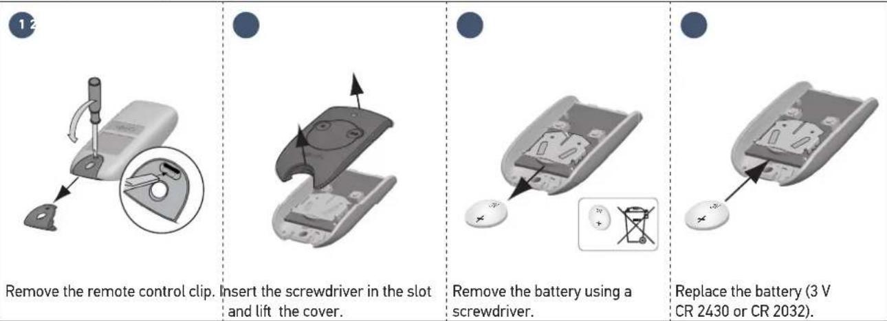 SOMFY SGS Essential - Replacing the remote control battery - 1
