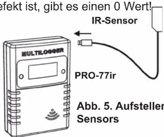 Infekt ist, gibt es einen 0 Wert! IR-Sensor MULTILOGGER PRO-77ir Abb. 5. Aufsteller Sensors