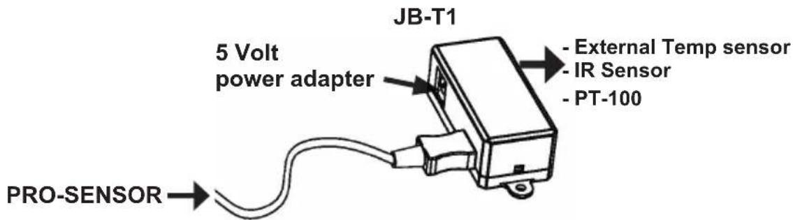 JB-T1 5 Volt power adapter External Temp sensor - IR Sensor - PT-100 PRO-SENSOR