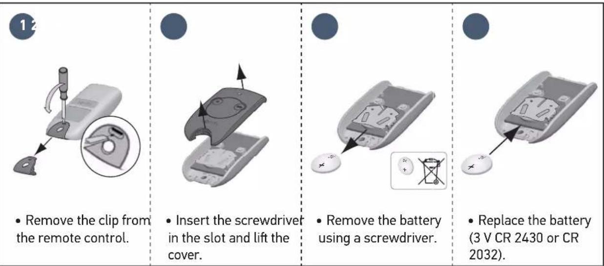 SOMFY Freevia Line - Replacing the remote control battery - 1