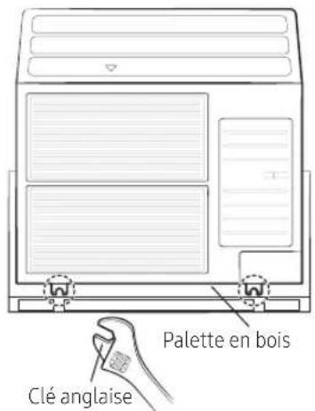 SAMSUNG AE160MXTPGH - Démontage de la base du pied et de la palette de bois / Fixation du boulon d'ancrage - 2