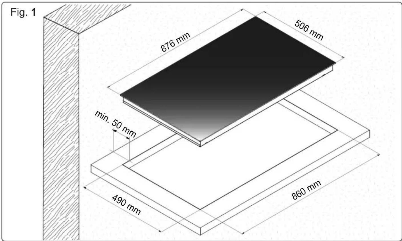 Fig. 1 876 mm 506 mm min. 50 mm 490 mm 860 mm