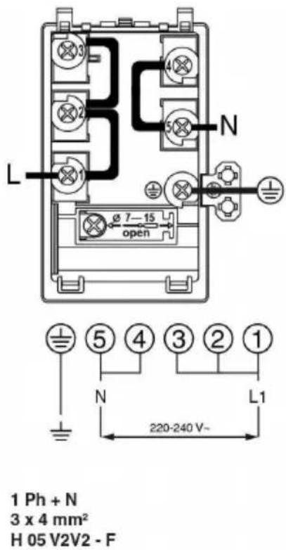 1 Ph + N 3 x 4 mm² H 05 V2V2 - F
