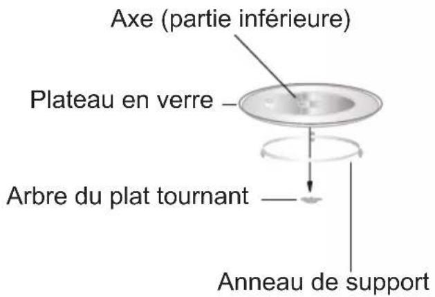 Axe (partie inférieure) Plateau en verre Arbre du plat tournant Anneau de support