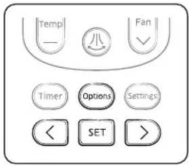 Temp - 小 Fan ✓ Timer Options Settings < SET > >