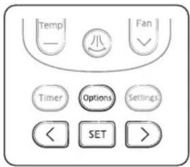 Temp - 小 Fan ✓ Timer Options Settings < SET > >