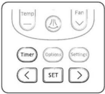 Temp - 小 Fan ✓ Timer Options Settings < SET > >