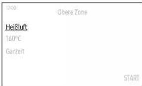 12:30 Obere Zone Heißluft 160°C Garzeit START