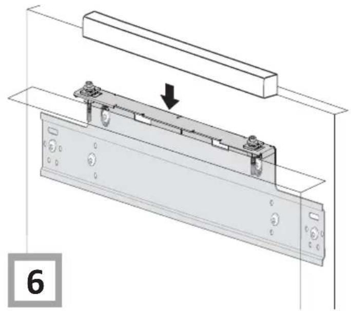 Technical diagram of a mechanical assembly with a bracket and mounting base, showing a downward force arrow (no text or symbols present)