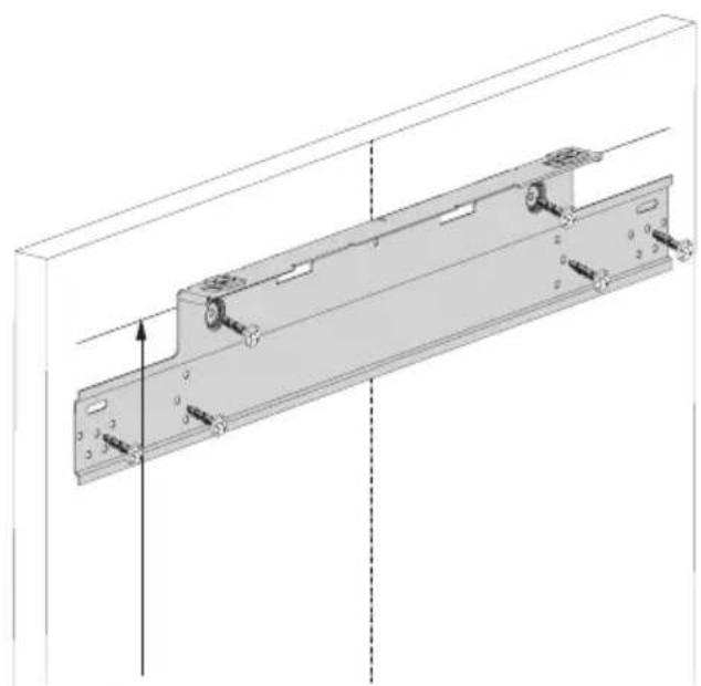 Technical line drawing of a mechanical bracket assembly with mounting holes and mounting points (no text or symbols)