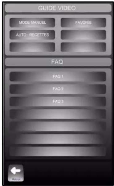 GUIDE VIDEO MODE MANUEL FAVORIS AUTO: RECETTES FAQ FAQ 1 FAQ 2 FAQ 3 Return
