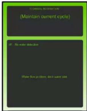 SCHRYAL INFORMATION (Maintain current cycle) HT: No water detection Water flow problem, deck water slot