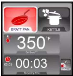 BRATT PAN KETTLE 350°F On Bear 1° 00:03 00:03 Remaking Time