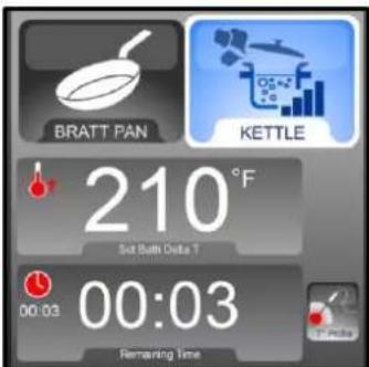 BRATT PAN KETTLE 210°F Set Bath Delta T 00:03 00:03 Remaining time