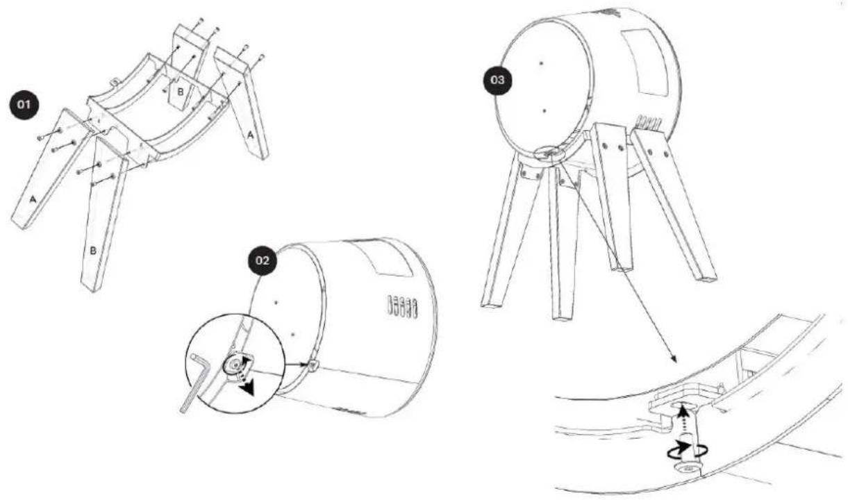 ADURO B1 - Mounting the fireplace on wooden legs - 1