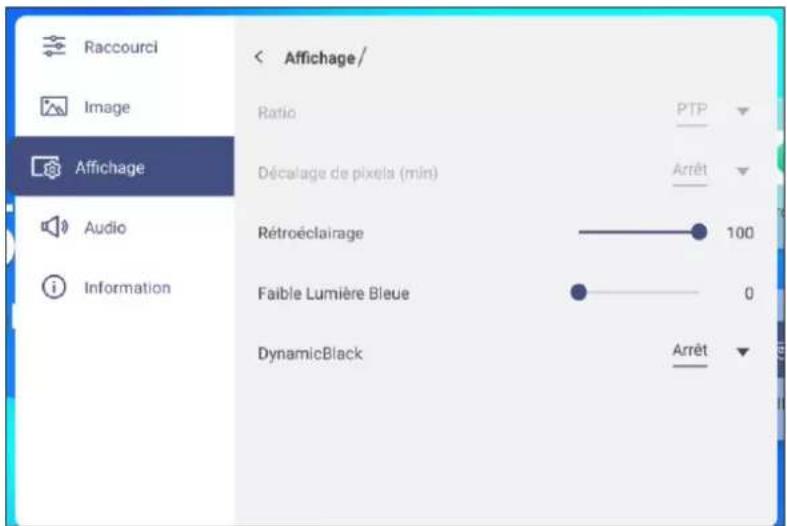 OPTOMA N3981K - Configuration des paramètres d'affichage - 1