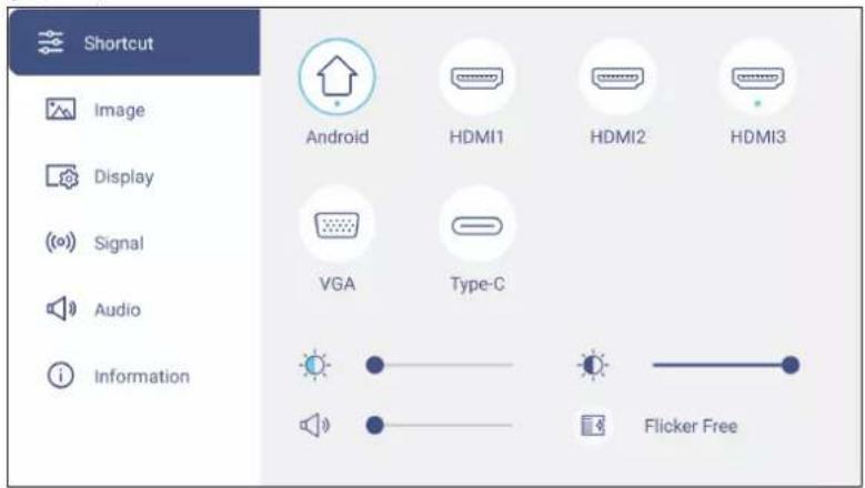 OPTOMA 5752RK+ - Menu des raccourcis - 1
