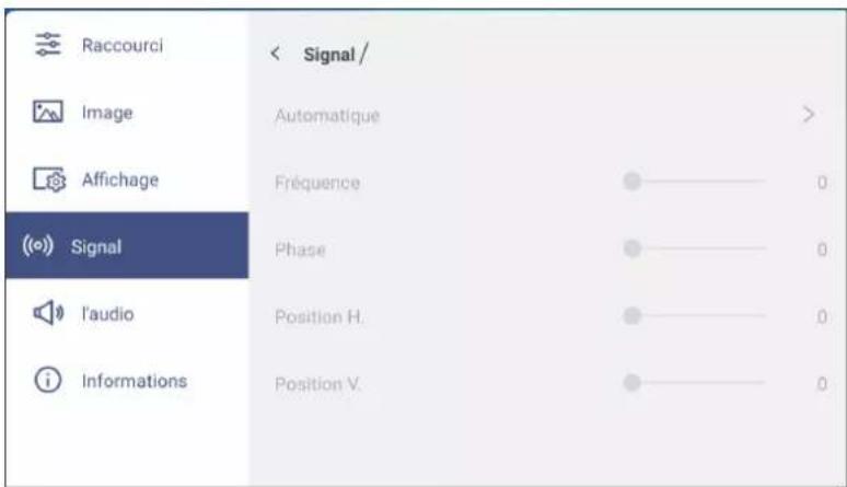 OPTOMA 5752RK+ - Configuration des paramètres de signal (entrée VGA uniquement) - 1