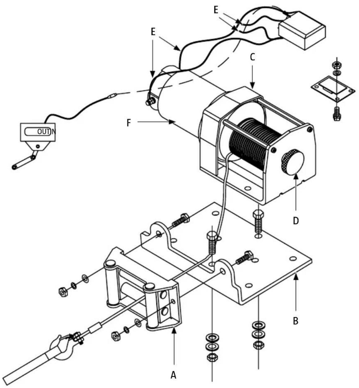 Meec Tools 025357 - POWER WINCH / ELVINSCH / EL-VINSJ / WCIAGARKA ELEKTRYCZNA / ELEKTRISCHE SEILWINDE / SÄHKÖVINSSI / TREUIL ÉLECTRIQUE / ELEKTRISCHE LIER - 2