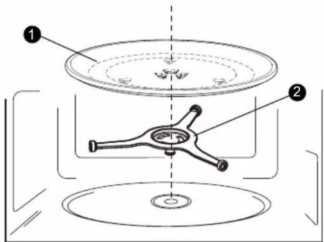 Technical diagram of a mechanical component with labeled parts 1 and 2, showing internal structure and alignment.
