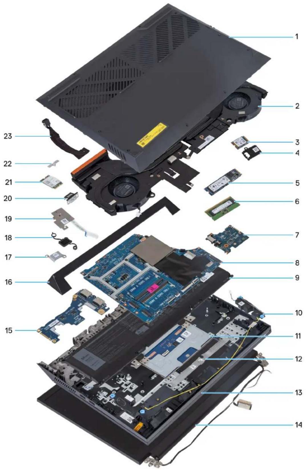 DELL G15 5530 - Principaux composants de l'ordinateur Dell G15 5530 - 1