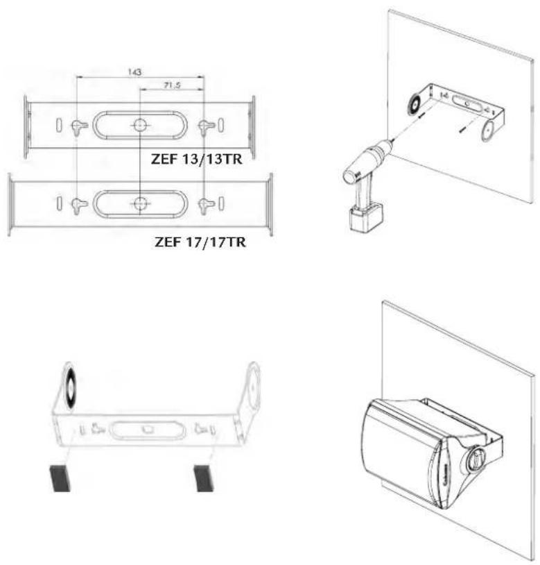 CABASSE ZEF 13TR - MONTAGE MURAL HORIZONTAL - HORIZONTAL WALL MOUNT WAAGERECHTE WANDBEFESTIGUNG - 1