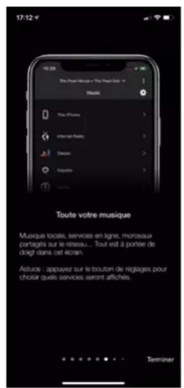 17:12 No 28 The Heart Note + The Heart Note Music This iPhone Internet Radio Desicc Inguiter Toute votre musique Musque locale, services en ligns, morosaux portagés sur le réseau... Tout est à portée de doigt dans cet écran. Astuce : appuyez sur le bouton de réglages pour choisir quels services seront affichés. Terminer