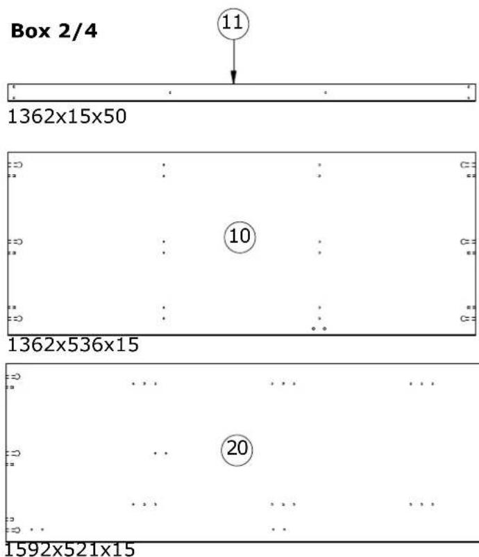 Box 2/4 1362x15x50 1362x536x15 1592x521x15 11 10 20