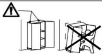Safety warning symbols for building safety, one with warning sign and other crossed-out signs