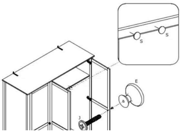 Technical diagram showing mechanical assembly with labeled components and a magnified inset of a cable or wire connection detail.