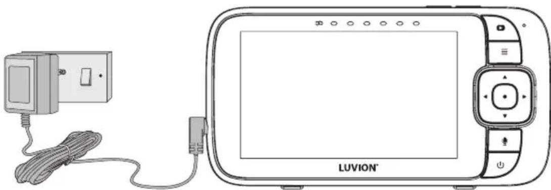 Luvion Essential Connect - Connexion de l'alimentation électrique du moniteur (unité parents) - 1