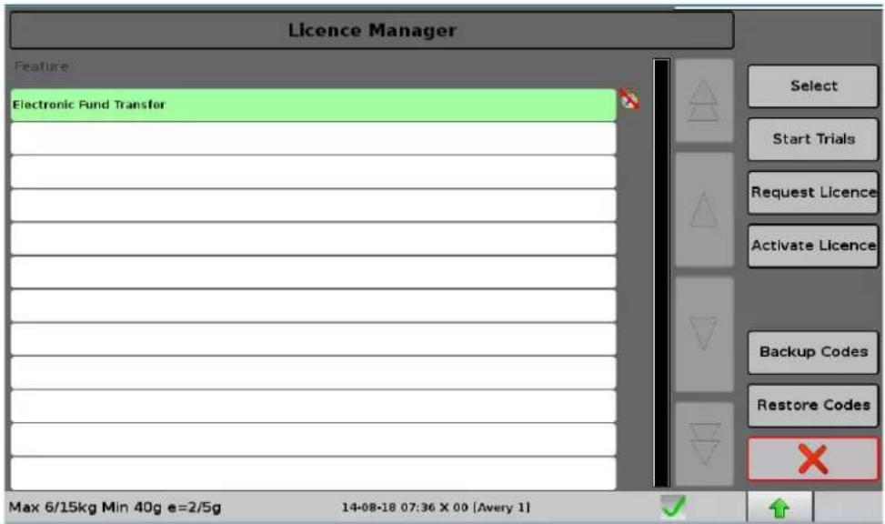 AVERY BERKEL XTs500 - Gestionnaire de licence - 1