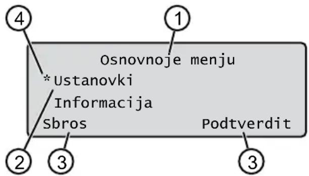 Osnovnoje menju *Ustanovki Informacija Sbros Podtverdit