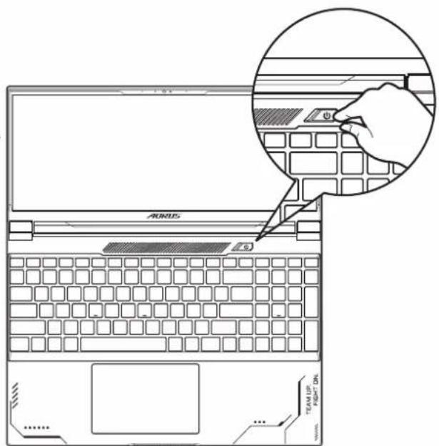 GIGABYTE AORUS 15X - 1-2. Einschalten des Notebooks - 1