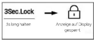3Sec.Lock 3s lang halten → Anzeige auf Display gesperrt
