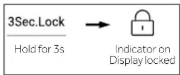 3Sec.Lock Hold for 3s → Indicator on Display locked