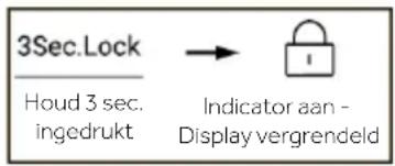 3Sec.Lock Houd 3 sec. ingedrukt Indicator aan - Display vergrendeld