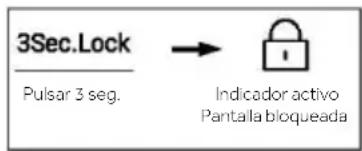 3Sec.Lock Pulsar 3 seg. → Indicador activo Pantalla bloqueada