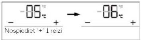 -06° Nospiediet "+" 1 reizi → -06° - + - + +