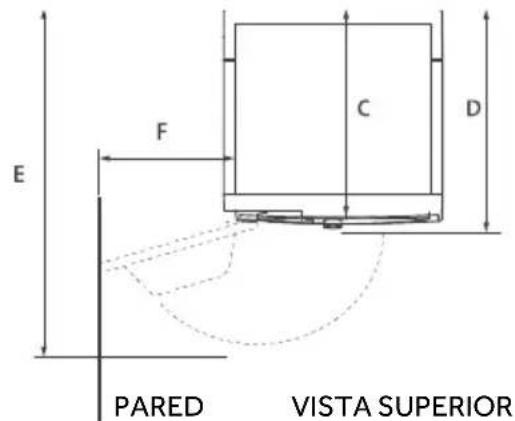E F C D PARED VISTA SUPERIOR
