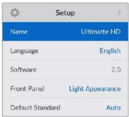 Blackmagic Design Ultimatte 12 - LCD Menu Settings - 4