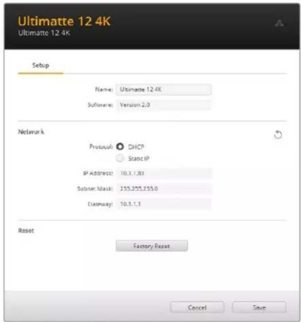 Blackmagic Design Ultimatte 12 - Impostare l'indirizzo IP - 1