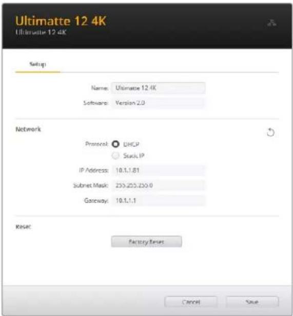 Blackmagic Design Ultimatte 12 - Ventana de configuración - 1